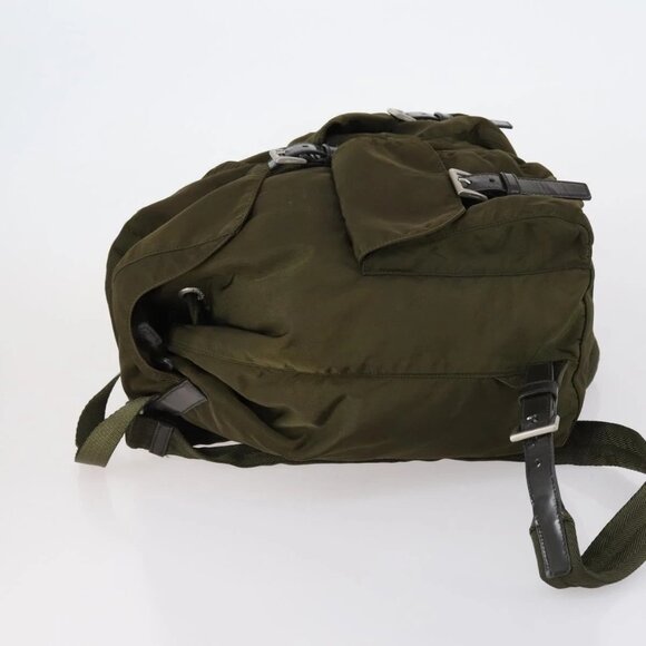 PRADA Backpack Nylon Khaki Silver Auth 150289 main image 13